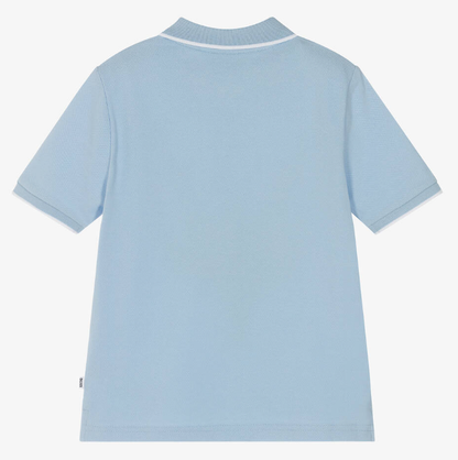 HUGO BOSS Boys Pale Blue Cotton Polo Shirt