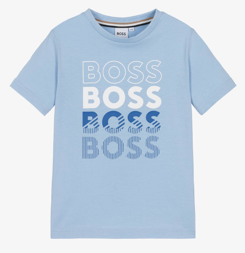 HUGO BOSS Boys Pale Blue Cotton T-Shirt