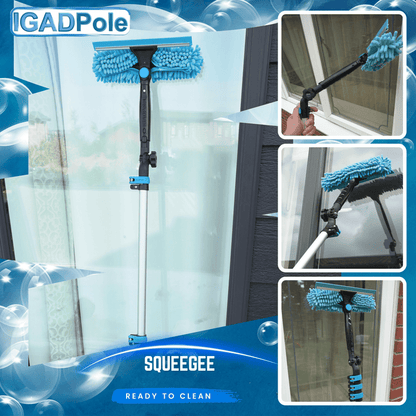 IGADPole 2m (6.6ft) Window Squeegee Cleaning Kit, Extension Pole, pole extension and 10"(25cm) Window Squeegee