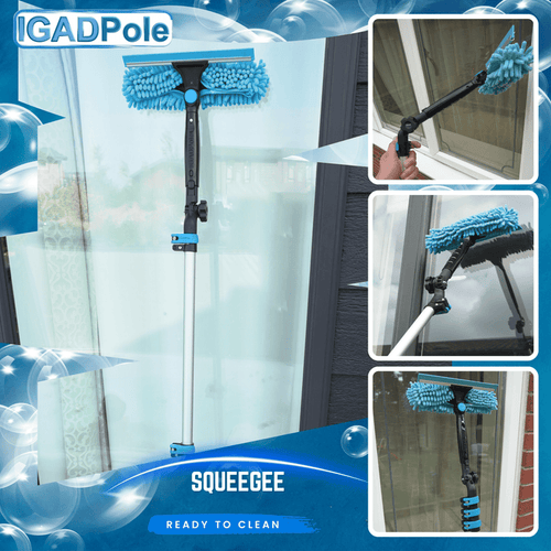 IGADPole 3.6m (12ft) Window Squeegee Cleaning Kit, Extension Pole and 10"(25cm) Window Squeegee