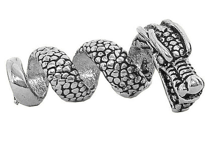 Imperial dragon hair bead in silver with coiled dragon scale design