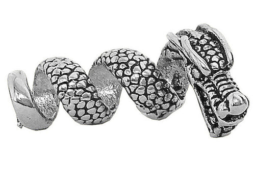 Imperial dragon hair bead in silver with coiled dragon scale design