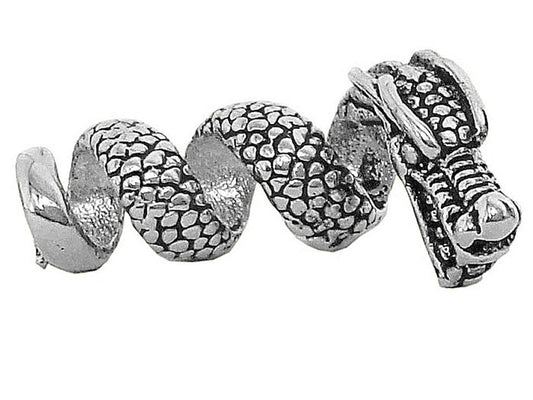 Imperial dragon hair bead in silver with coiled dragon scale design