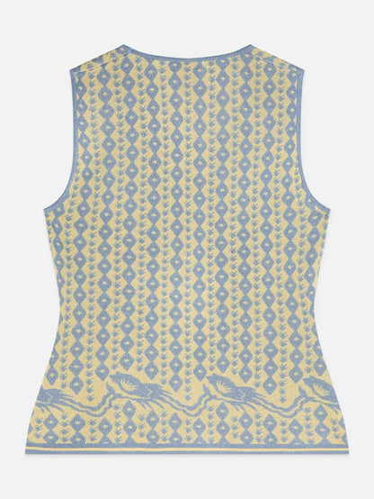 Jacquard Knitted Vest Cactus Stripe Placed Raffia U9A01247T
