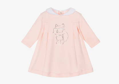 KARL LAGERFELD  Baby Girls Pink Cotton Dress with Choupette Motif