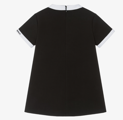 KARL LAGERFELD Girls Black Jersey Dress with Contrast White Trim