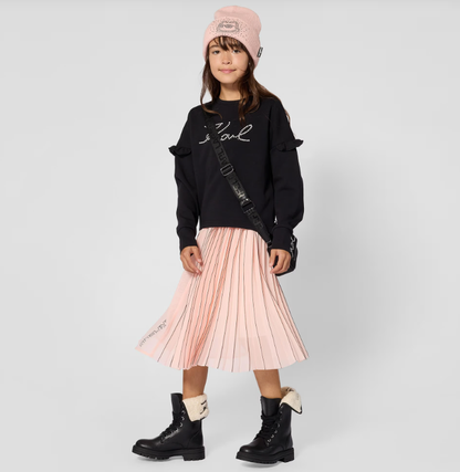 KARL LAGERFELD Girls Black Sweatshirt with Signature Logo Design