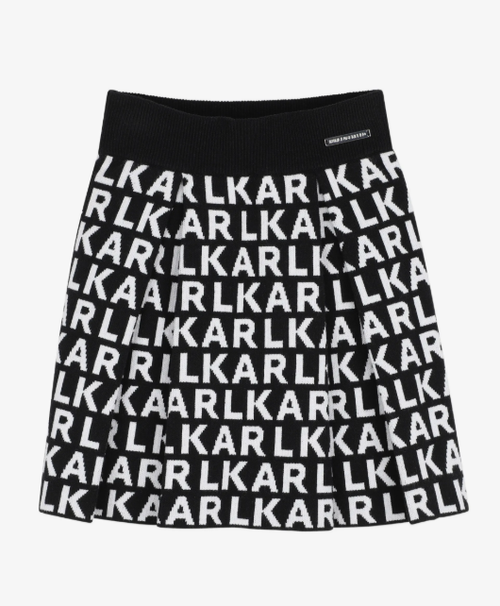 KARL LAGERFELD logo-intarsia pleated skirt