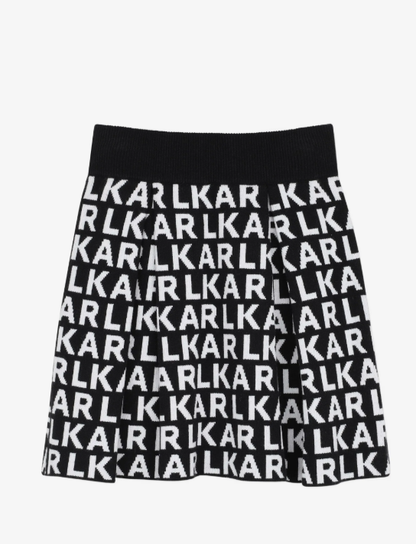 KARL LAGERFELD logo-intarsia pleated skirt