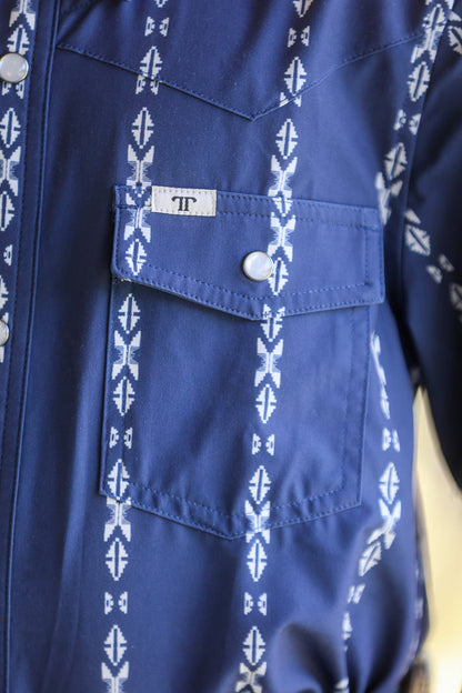 Kid's Maverick in Blue SS Snap Shirt