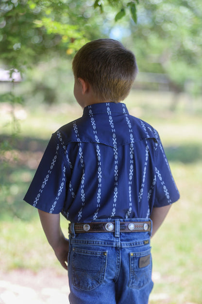 Kid's Maverick in Blue SS Snap Shirt