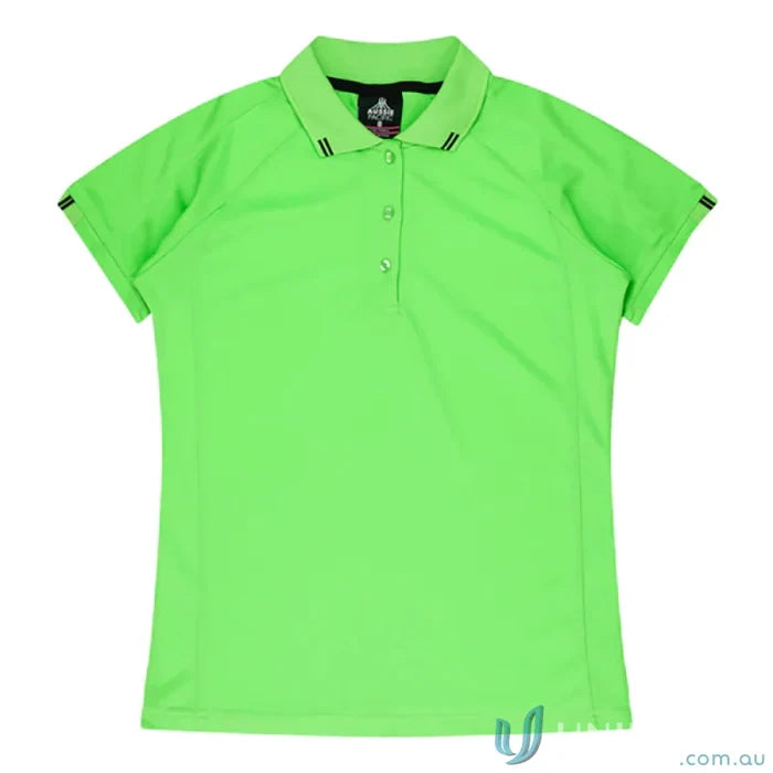 Bright green Ladies Flinders Polo shirt perfect for uniforms and workwear