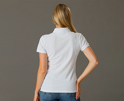 Airlie Premium Ladies short sleeve polo in white pique fabric