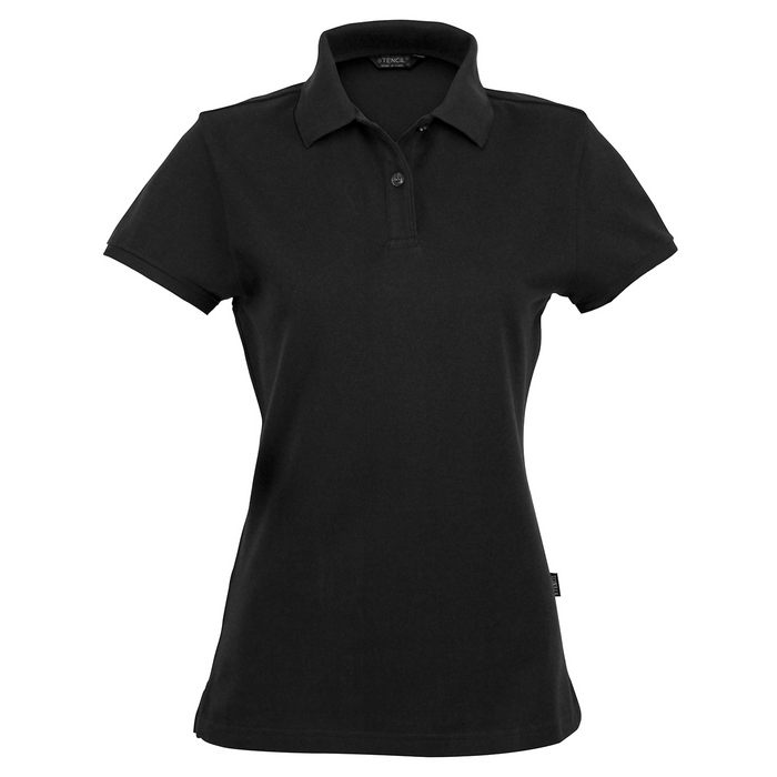Airlie Premium Ladies short sleeve polo in black with classic collar