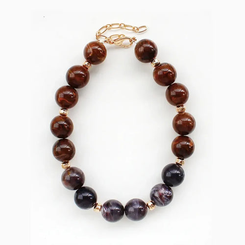 Large Natural Stone Brown and Grey 16"-18" Necklace