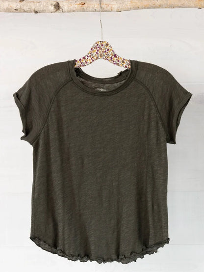 Lily Cotton Short Sleeve Tee Shirt - Charcoal-view 2