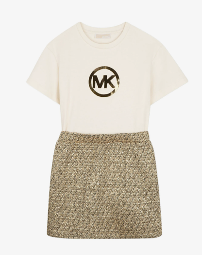 MICHAEL KORS logo-print tweed-skirt casual dress