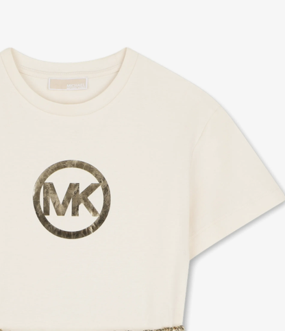 MICHAEL KORS logo-print tweed-skirt casual dress