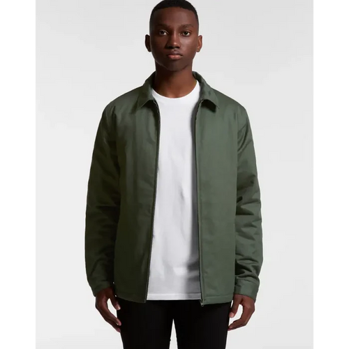 Olive green mark padded jacket with front zipper and collar ideal for durable workwear and uniforms use
