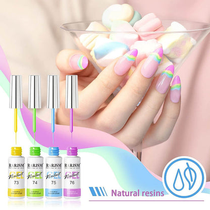 Pastel gel liner rainbow nail art manicure gradient design spring summer candy colors 21 days lasting professional quality