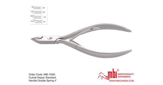 MBI 4" Stainless Steel Cuticle Nipper with Double Spring (half jaw)