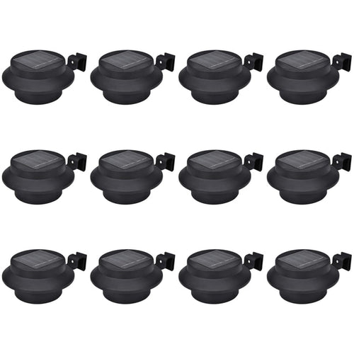 NNEVL Outdoor Solar Fence Lamps 12 pcs LED Black
