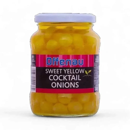 Offenau Cocktail Onions yellow 340g jar with white onions in brine from Spain