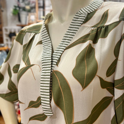 Olive Floral Top