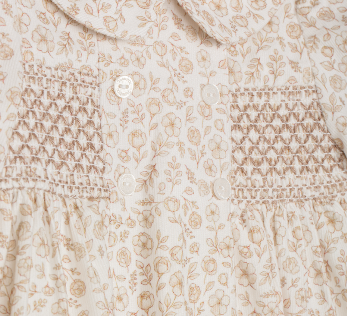 PATACHOU Beige floral print dress with smock details