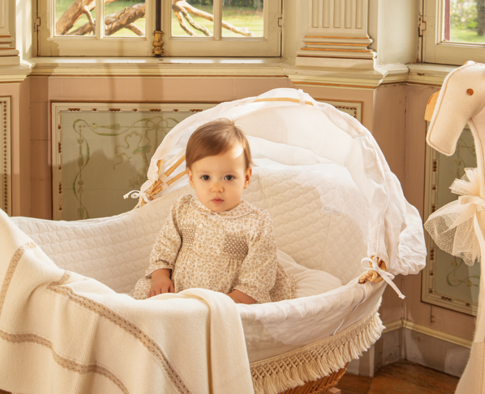 PATACHOU Beige floral print dress with smock details