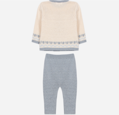 PATACHOU Ecru knit set with teddy bear