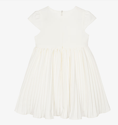 PATACHOU Girls Ivory Bow Pleated Crêpe Dress