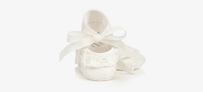 PAZ RODRIGUEZ Baby Girls Ivory Pre-Walker Shoes With Lace Trims