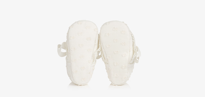 PAZ RODRIGUEZ Baby Girls Ivory Pre-Walker Shoes With Lace Trims
