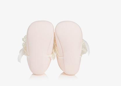 PAZ RODRIGUEZ Baby Girls Pale Pink Pre-Walker Shoes with Lace Trim