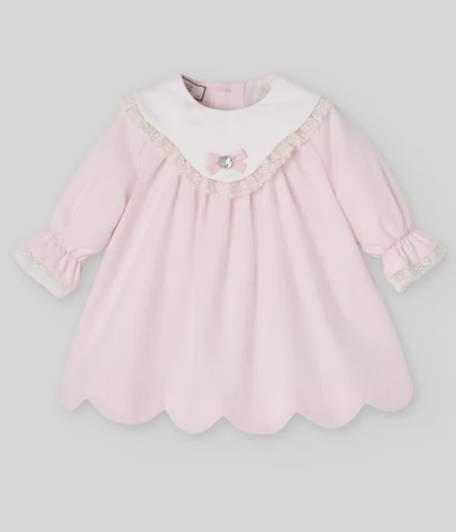 PAZ RODRIGUEZ Baby Girls Pink Dress Set with Scalloped Hem €125.35
