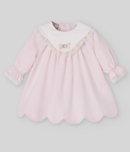 PAZ RODRIGUEZ Baby Girls Pink Dress Set with Scalloped Hem €125.35