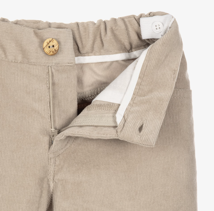 PAZ RODRIGUEZ Boys Cotton Corduroy Beige Trousers