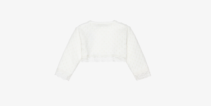 PAZ RODRIGUEZ Girls Ivory Knot Stitch Knit wool Cardigan