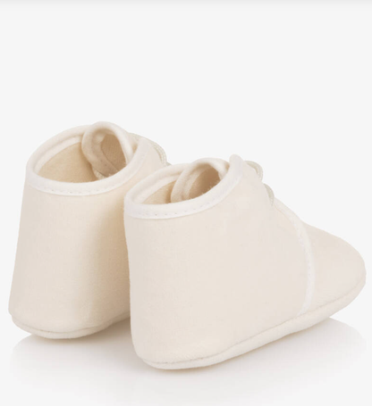 PAZ RODRIGUEZ Ivory Cotton Lace-Up Pre-Walkers