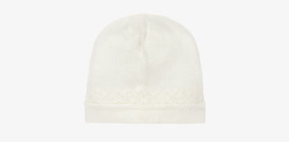 PAZ RODRIGUEZ Ivory Knitted Merino Wool Baby Hat