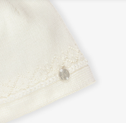PAZ RODRIGUEZ Ivory Knitted Merino Wool Baby Hat