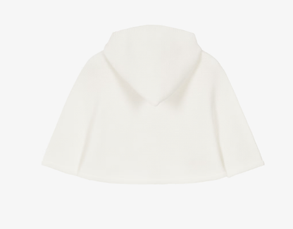 PAZ RODRIGUEZ Ivory Merino Wool Knit Baby Cape with Hood