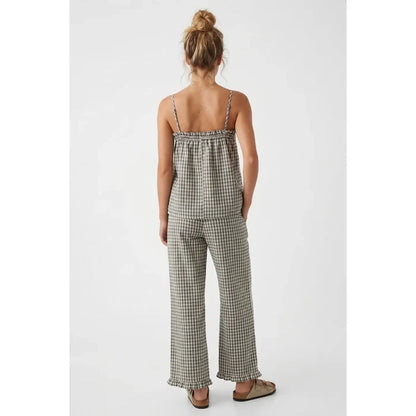 Plaid Ruffle Detail Panta
