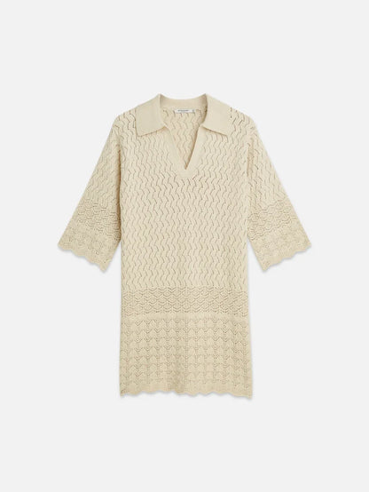 Pointelle Stitch Knitted Short Dress Fog UFU01421T