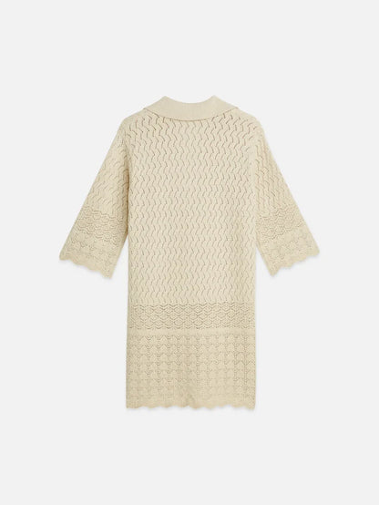 Pointelle Stitch Knitted Short Dress Fog UFU01421T