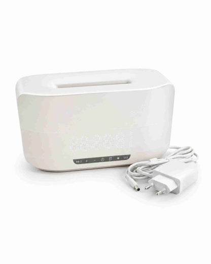 White aroma diffuser with front LED control panel and power cord
