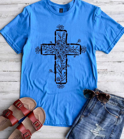PREORDER: Floral Cross Tee //ships free