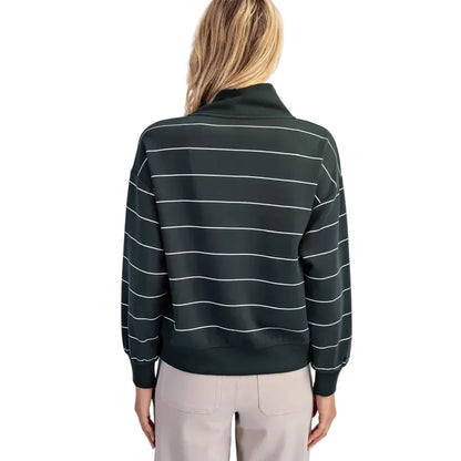 Rae Mode Women's Scuba Stripe V-Neck Pullover