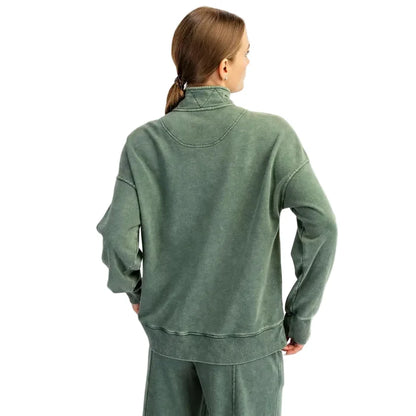 Rae Mode Women's Waffle 1/4 Zip Snap Sweatshirt